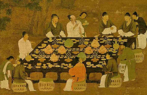 Chinese Customs and Table Manners on Painting Wen Hui Tu that Presents the Feast of Scholars